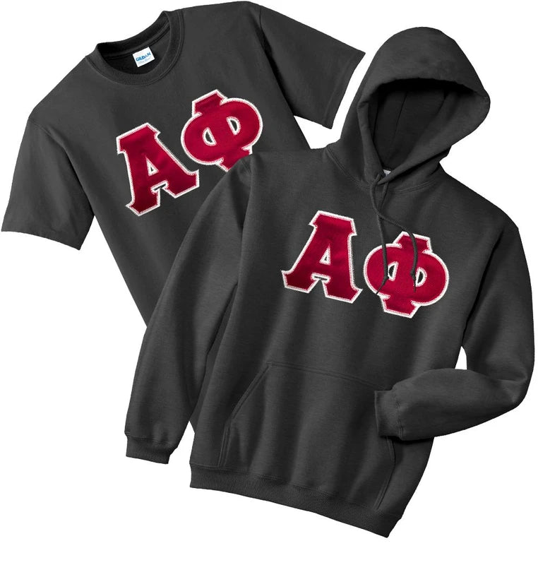 Fraternity & Sorority Lettered Matching Hoodie & T-Shirt Set