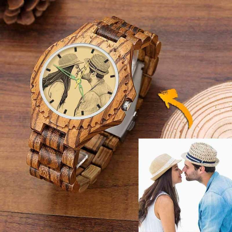 Zebrawood Photo-Engraved Wooden Watch